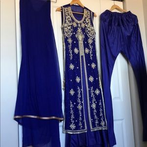 Sky blue dark violet Beautiful three-piece set